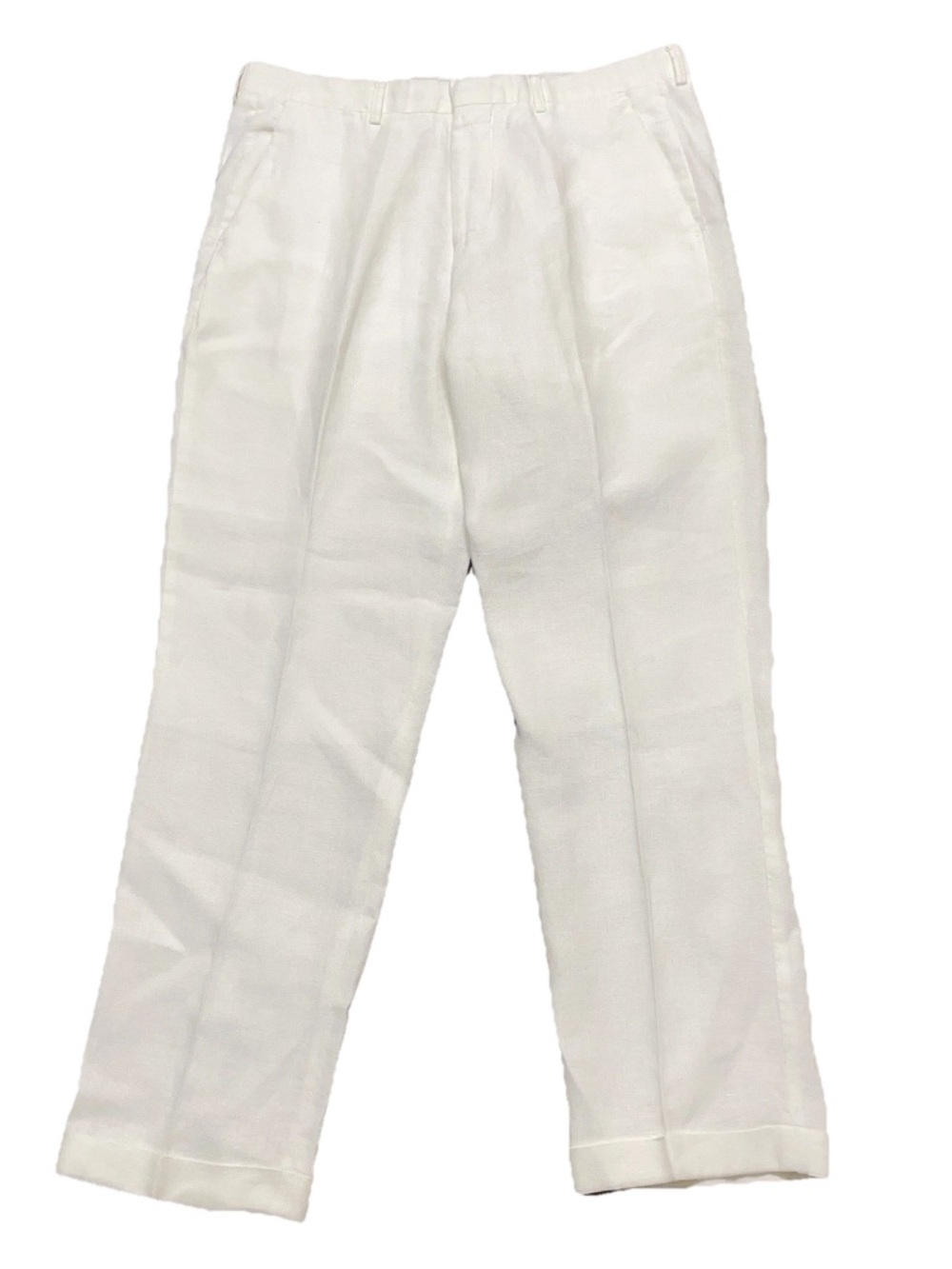Baird McNutt Linen Murano Mens Pants 36x32 White 100% Linen Pleated